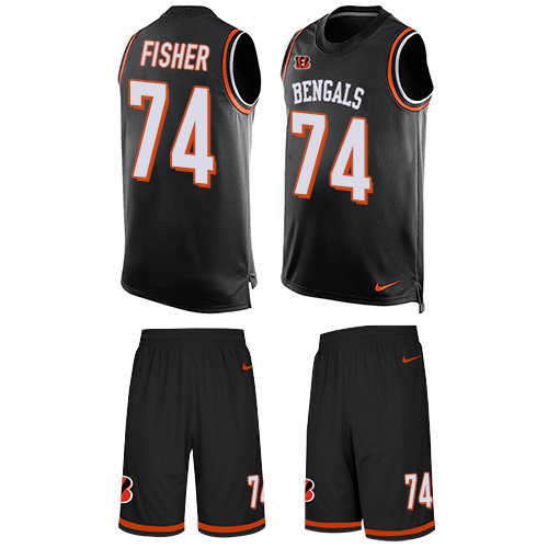 Men's Limited Jake Fisher Nike Jersey Black - #74 Tank Top Suit NFL Cincinnati Bengals